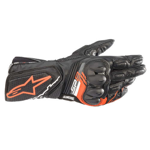 ALPINESTARS SP-8 V3 LEATHER GLOVE BLACK RED FLURO S