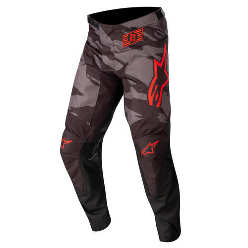 ALPINESTARS 2022 YOUTH RACER TACTICAL PANTS BLACK GREY CAMO FLURO RED 28