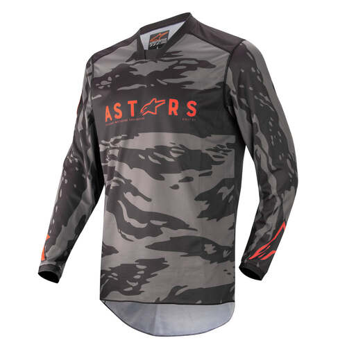 ALPINESTARS 2022 YOUTH RACER TACTICAL JERSEY BLACK GREY CAMO FLURO RED L