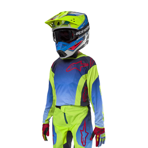 ALPINESTARS 2024 YOUTH RACER HOEN JERSEY FLURO YELLOW BLUE NIGHT NAVY YOUTH S