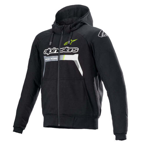 ALPINESTARS CHROME IGNITION HOODIE BLACK FLURO YELLOW S