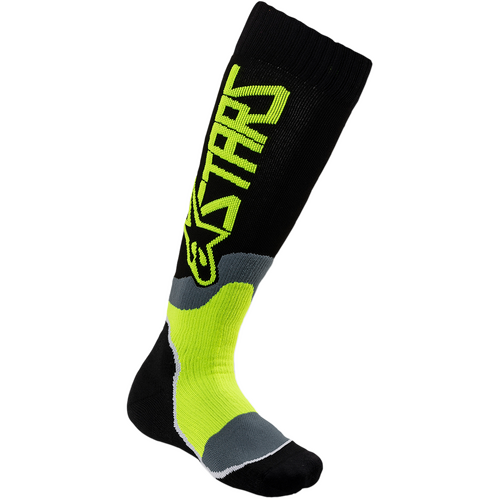 ALPINESTARS YOUTH MX PLUS-2 SOCKS BLACK FLURO YELLOW