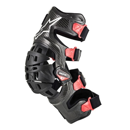 ALPINESTARS BIONIC 10 CARBON LEFT KNEE BRACE BLACK RED S