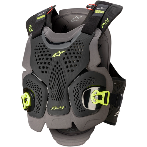 ALPINESTARS A4 MAX CHEST PROTECTOR BLACK ANTHRACITE YELLOW FLURO XL/XXL