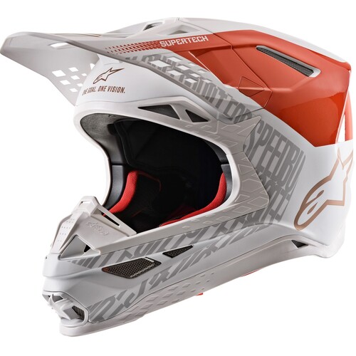 ALPINESTARS SUPERTECH S-M8 TRIPLE HELMET FLURO ORANGE WHITE GOLD S