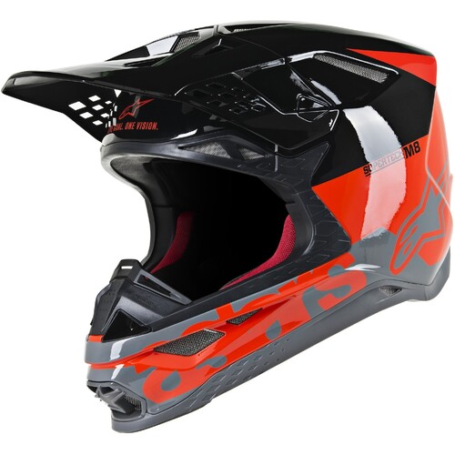 ALPINESTARS SUPERTECH S-M8 RADIUM HELMET FLURO RED BLACK GREY S