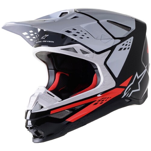 ALPINESTARS S-M8 FACTORY HELMET BLACK WHITE FLURO RED M