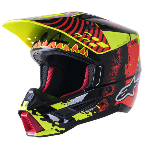 ALPINESTARS SM5 SOLAR FLARE GLOSS BLACK RED FLURO YELLOW XXL