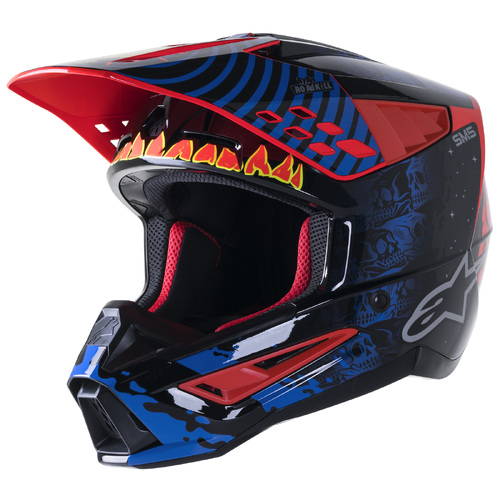 ALPINESTARS SM5 SOLAR FLARE GLOSS BLACK BLUE FLURO RED XS