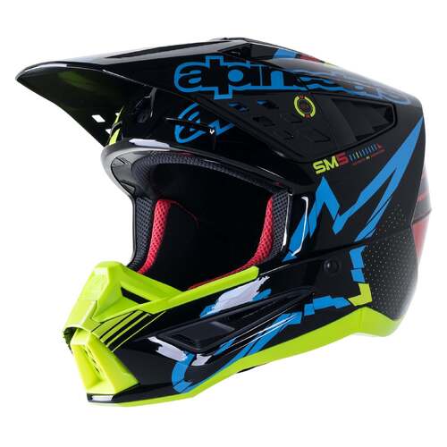 ALPINESTARS SM5 ACTION GLOSS BLACK BLUE FLURO YELLOW XS