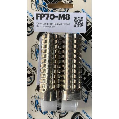 ALY-TEK ATRC 70MM LONG FOOT PEG M8 THREAD SILVER