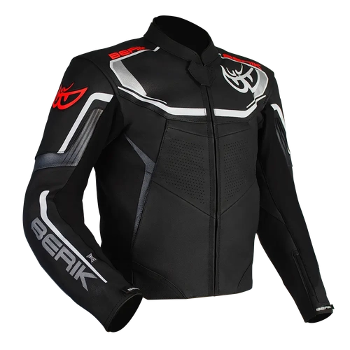 BERIK STRADA LEATHER JACKET BLACK WHITE 48