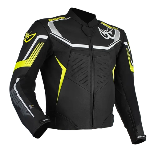 BERIK STRADA LEATHER JACKET BLACK HI VIZ 52