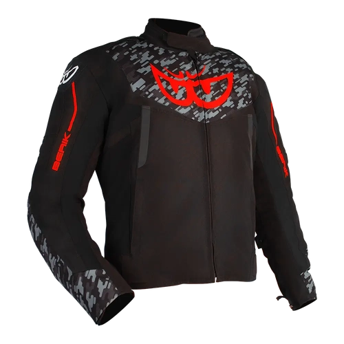 BERIK VELOCE JACKET BLACK CAMO FLURO RED 50