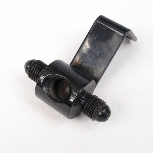 WHITES BRAKE FITTING LINE TEE W/ BRAKE FITTING SWITCH PORT - STEEL - BLACK