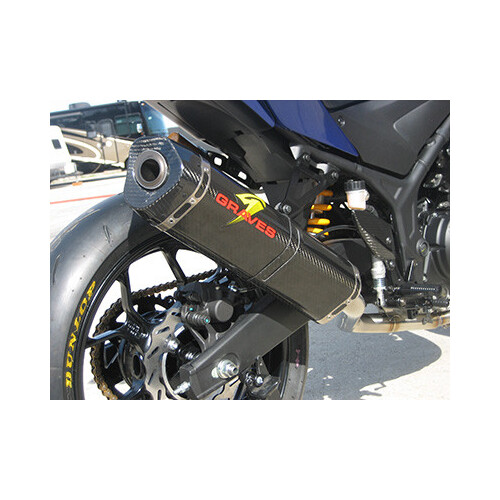 GRAVES MOTORSPORTS WORKS 2 STAINLESS FULL SYSTEM W/ CARBON CAN - YAMAHA R3 '15-23