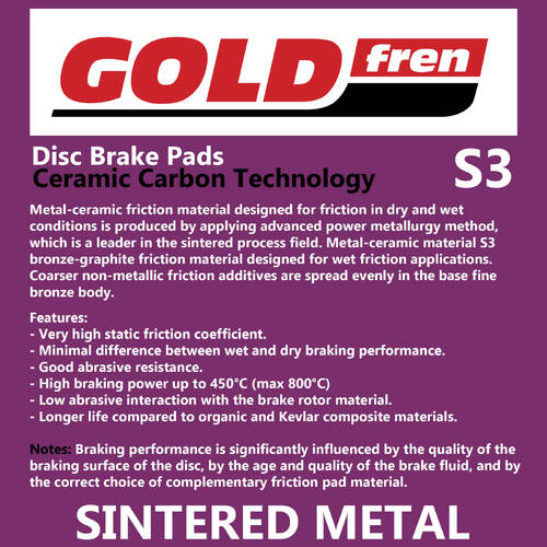 GOLDfren S3 Sintered Sports Brake Pads - GF012S3