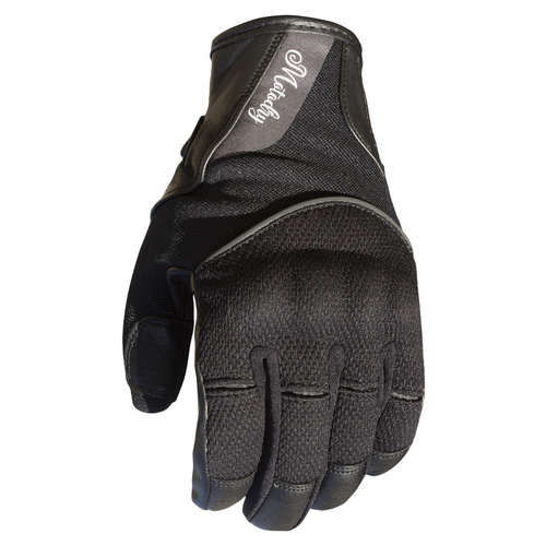 MOTODRY STAR LADIES LEATHER/TEXTILE GLOVES BLACK XS