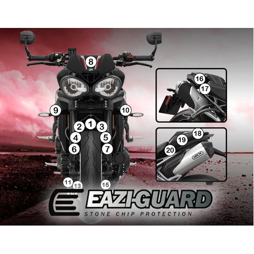 EAZI-GUARD PAINT PROTECTION FILM - TRIUMPH SPEED TRIPLE RS 2018  GLOSS