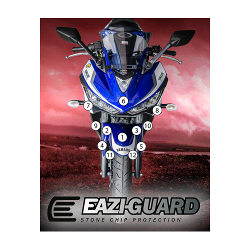 EAZI-GUARD PAINT PROTECTION FILM - YAMAHA YZF-R3 2015 - 2018  GLOSS