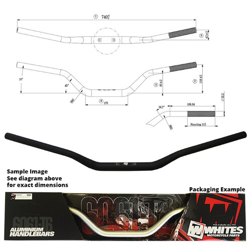 WHITES HANDLEBAR TAPER BLACK - HONDA CR80/85 SUZUKI RM/ KAWASAKI KX65 YAMAHA YZ85/80