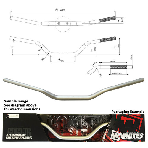 WHITES HANDLEBAR TAPER SILVER - HONDA CR80/85 SUZUKI RM/KAWASAKI KX65 YAMAHA YZ85/80