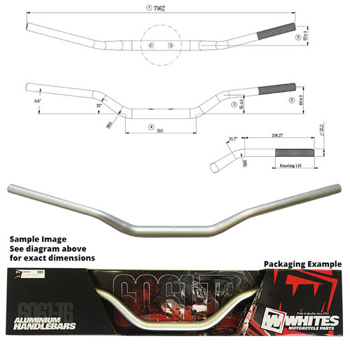 WHITES HANDLEBAR 1-1/8in TAPER SILVER - HONDA CR/ SUZUKI RM/ YAMAHA YZ/WR