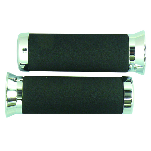 MOTORCYCLE SPECIALTIES FOAM GRIPS WITH CHROME END CAP 7/8in BARS