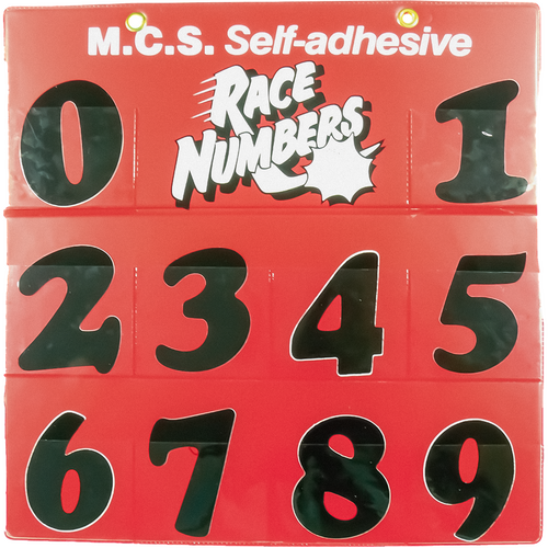 MOTORCYCLE SPECIALTIES HELMET NUMBER BOARD 75mm - BLACK (SINGLE NUMBER)