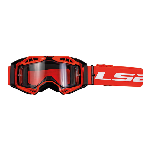 LS2 AURA GOGGLE RED WITH CLEAR LENS