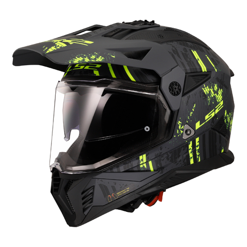 LS2 MX702 PIONEER II CRAZY MATTE BLACK GREY HI-VIS YELLOW 06 S