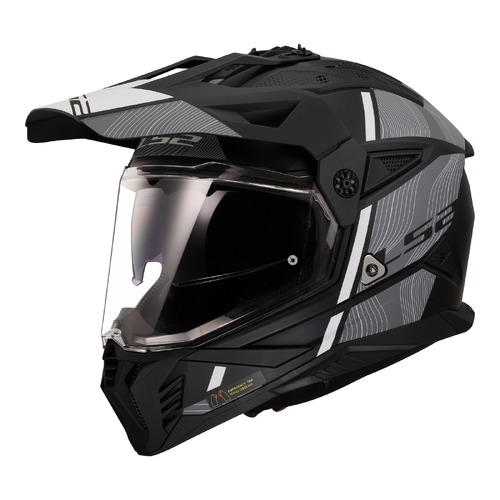 LS2 MX702 PIONEER II HILL - MATTE BLACK WHITE 06 XS