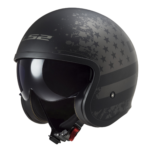 LS2 OF599 SPITFIRE II FLAG MATT BLACK XS