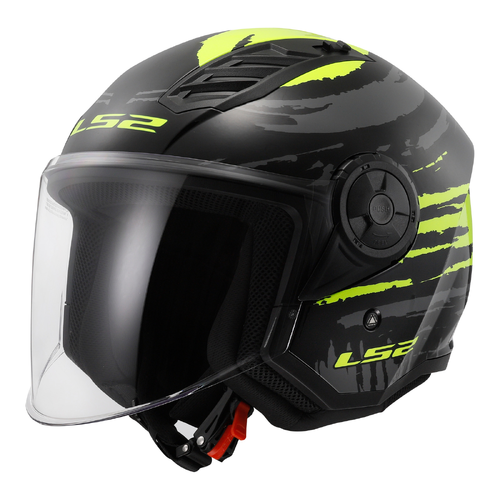 LS2 OF616 AIRFLOW II BRUSH BLACK HI-VIS YELLOW XS