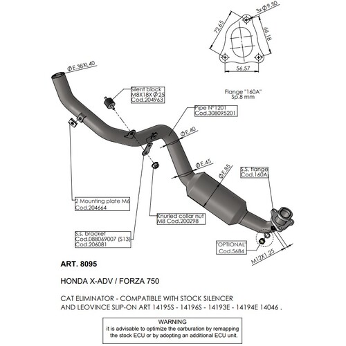 LEO VINCE HEAD PIPES STAINLESS X-ADV '17> (compatible w orig. & LV exhaust)