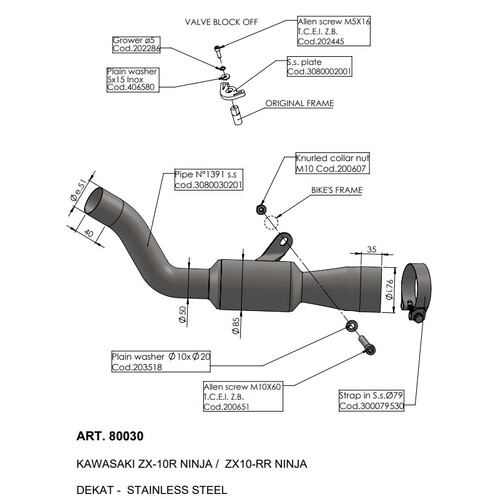 LEO VINCE LINK PIPE (CAT ELIM.) STAINLESS ZX-10R / RR NINJA '21> (orig. & LV slip-on)