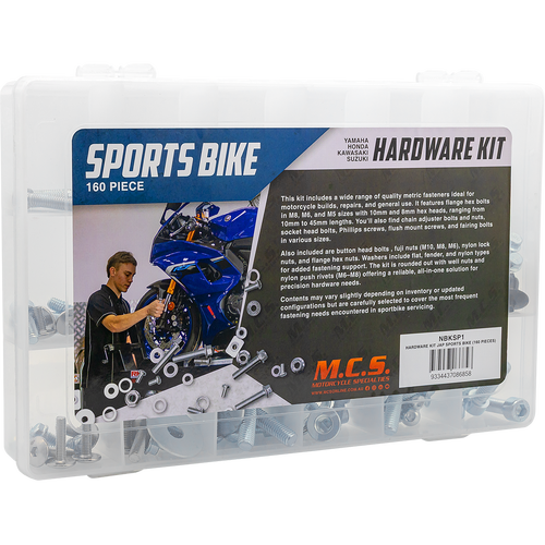 MOTORCYCLE SPECIALTIES HARDWARE KIT SPORTSBIKE (160 PC) - NBKSP1
