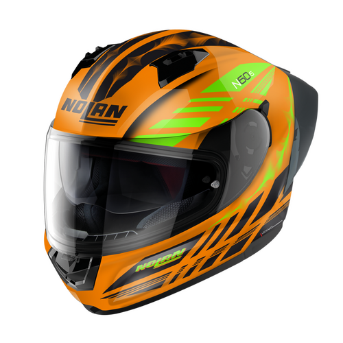 NOLAN N60-6 SPORT FULL FACE HOTFOOT ORANGE BLACK GREEN 27 XXS