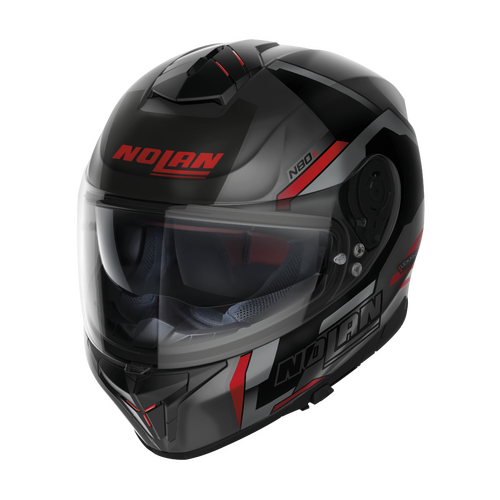NOLAN N80-8 FULL FACE WANTED FLAT GREY BLACK RED 71 XS
