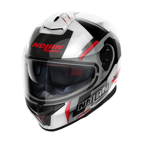 NOLAN N80-8 FULL FACE WANTED WHITE BLACK RED SILVER 74 XS