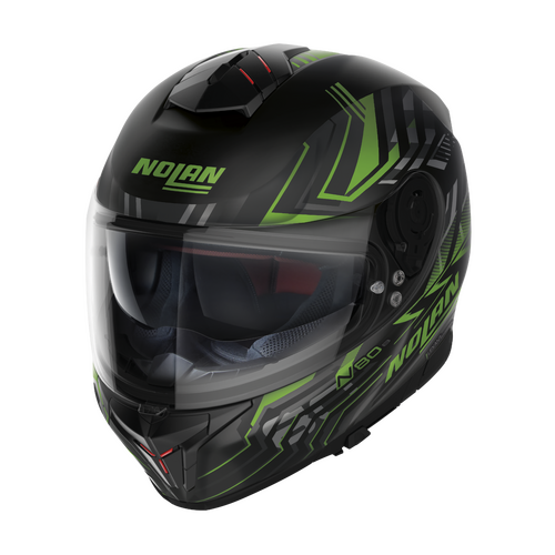 NOLAN N80-8 FULL FACE TURBOLENCE FLAT BLACK GREEN 80 XS