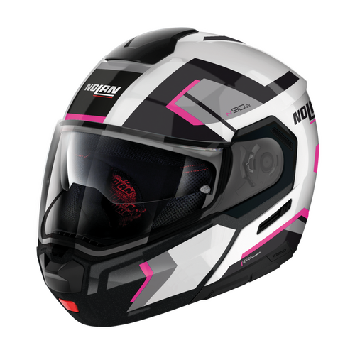 NOLAN N90-3 FLIP UP LIGHTHOUSE WHITE BLACK PINK GREY 49 XXS
