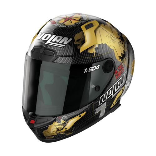 NOLAN X-804 RS FULL FACE CHECA WORLD CARBON GOLD 25 XXS