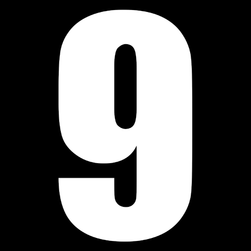 WHITES RACE NUMBER - WHITE #9 (10 PACK)