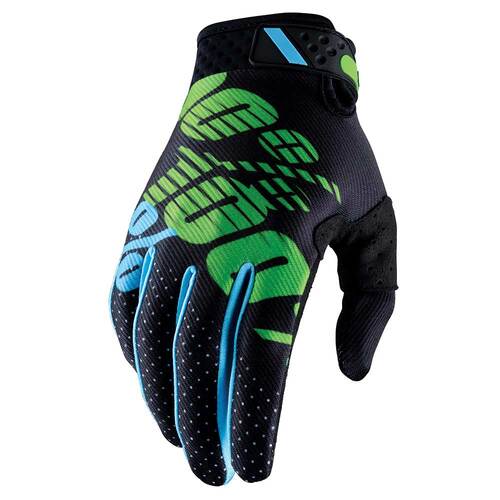 100% RIDEFIT GLOVES BLACK LIME S