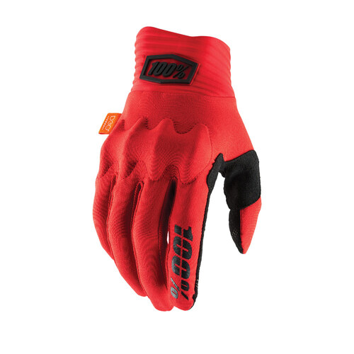 100% COGNITO GLOVES FLURO RED BLACK S