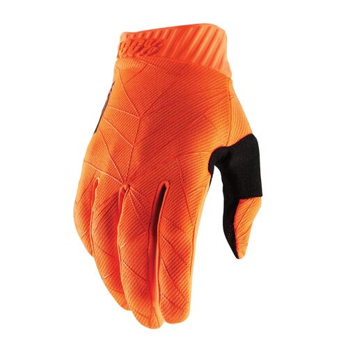 100% RIDEFIT GLOVES FLURO ORANGE BLACK S
