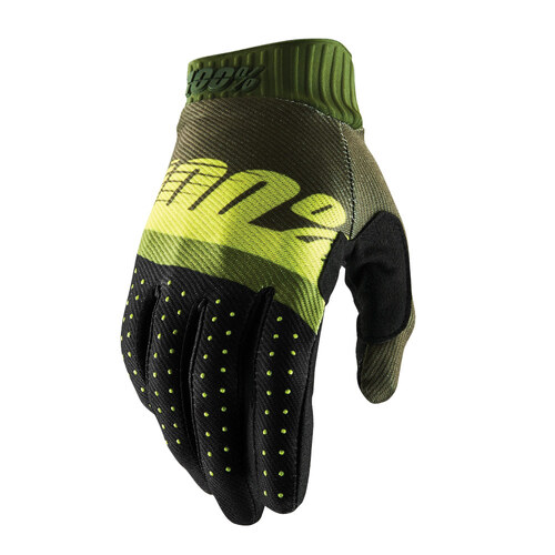 100% RIDEFIT ARMY GLOVES FLURO GREEN LIME S