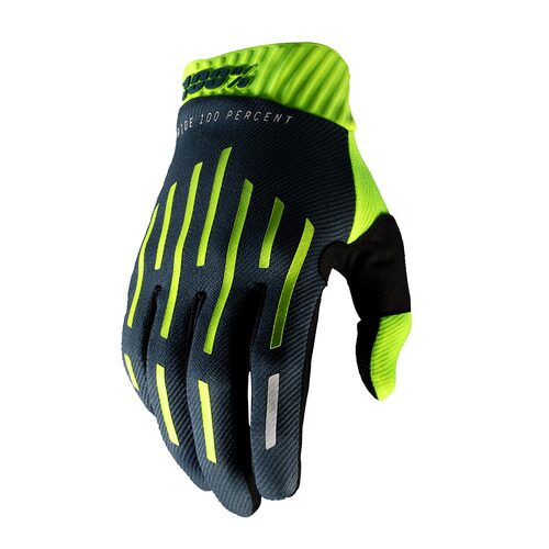 100% RIDEFIT GLOVES FLURO YELLOW CHARCOAL S
