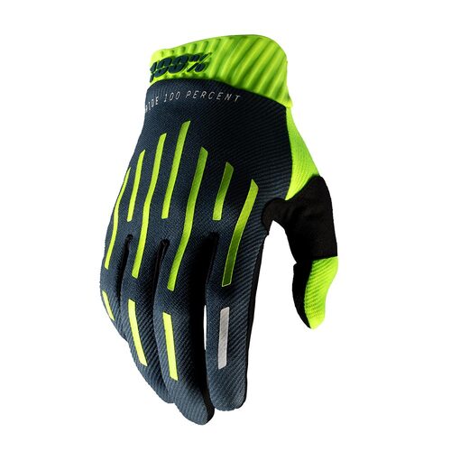 100% RIDEFIT GLOVES FLURO YELLOW CHARCOAL L